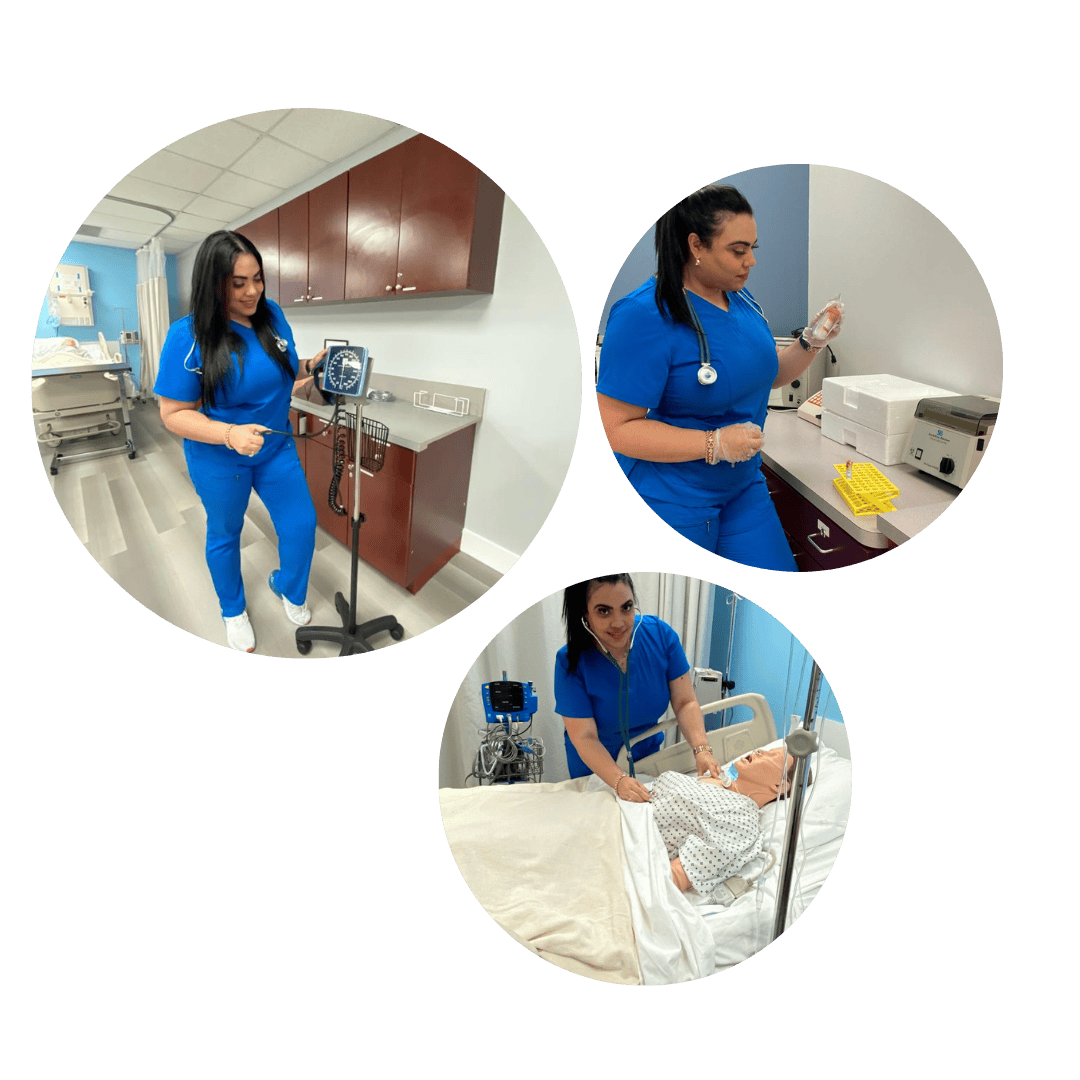 miami patient care technician training program: student doing different activities