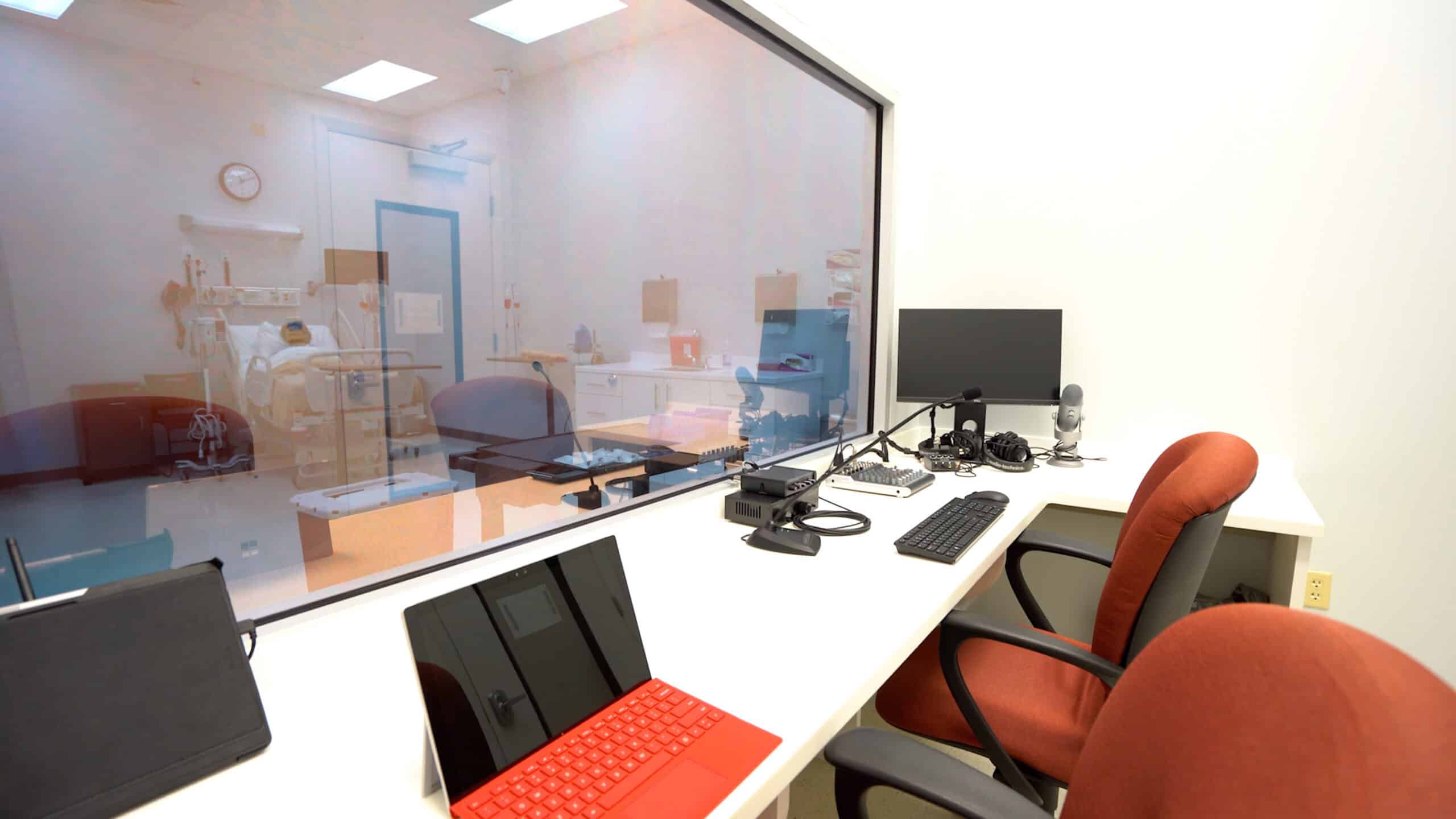 The inside of a simulation lab control room