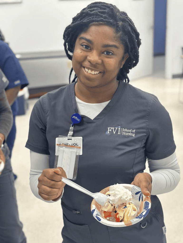 FVI south florida ASN nursing program student with ice cream